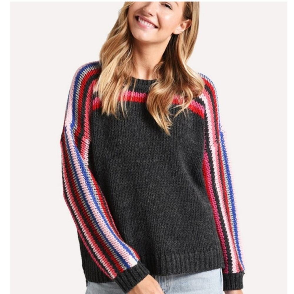 Xirena Titon Après Ski Sweater Alpaca Blend Oversized Stripe Sleeve Pullover XS